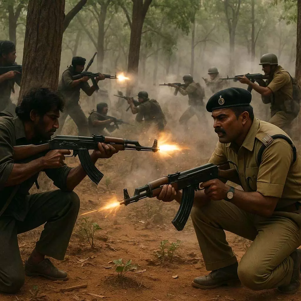 गरियाबंद में पुलिस और नक्सलियों के बीच मुठभेड़, हथियार और नक्सल साहित्य बरामद