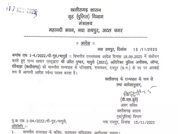 IPS उदित पुष्कर की नई जिम्मेदारी