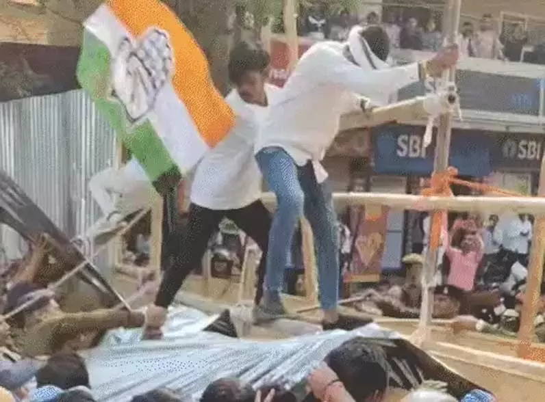 बिलासपुर में कांग्रेस का प्रदर्शन, कलेक्टोरेट घेराव के दौरान माहौल तनावपूर्ण