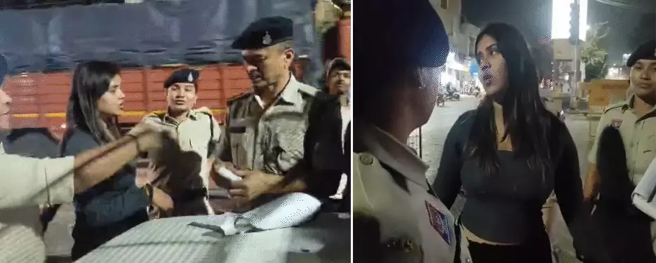 नशे में सड़क पर हाई वोल्टेज ड्रामा! युवती ने पुलिस को दी खुली चुनौती, वीडियो हुआ वायरल
