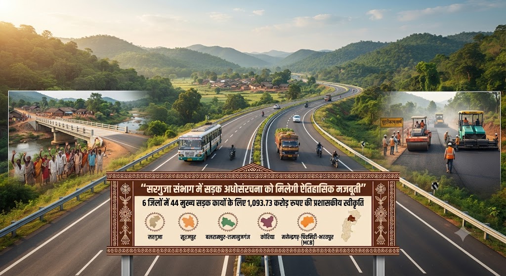 सरगुजा संभाग की बदलने वाली है तस्वीर! 6 जिलों में 44 सड़कों के लिए ₹1,093 करोड़ मंजूर, फोरलेन से पुल-पुलिया तक होंगे ये बड़े काम